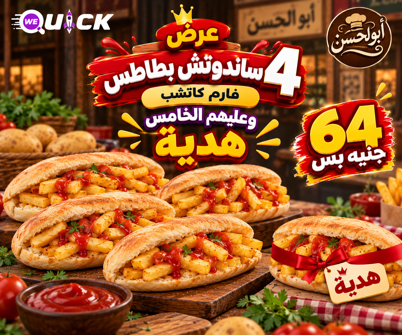 dfcd11f4-63a8-4af9-b0b4-5c48eac8c547 عرض 5 ساندوتش بطاطس فارم كاتشب بسعر 4 - الصورة 1